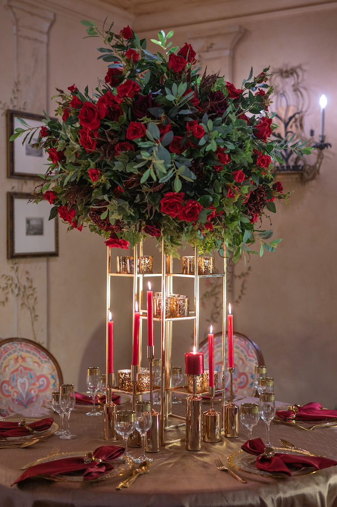 Romantic red rose table set up , style shoot, dc stanley photography