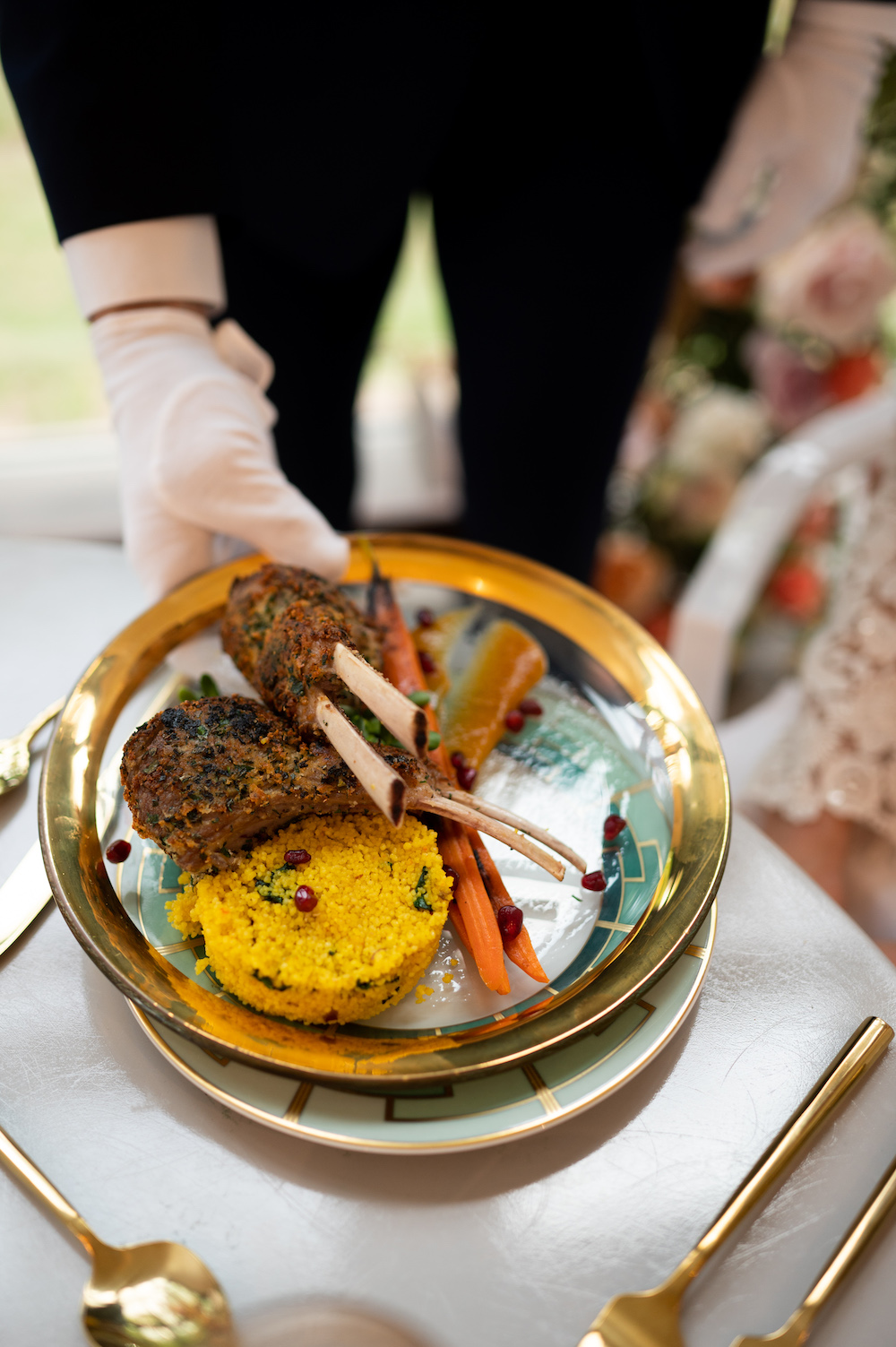 Lambchops with carrots and yellow rice by southern cadence cuisine. 