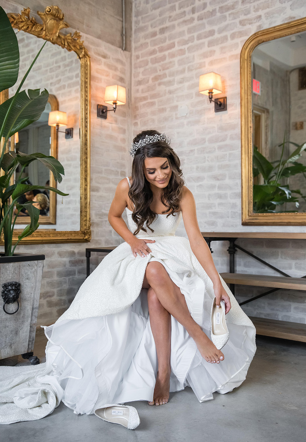 Bride getting ready in the Astorian Bridal Suite. 