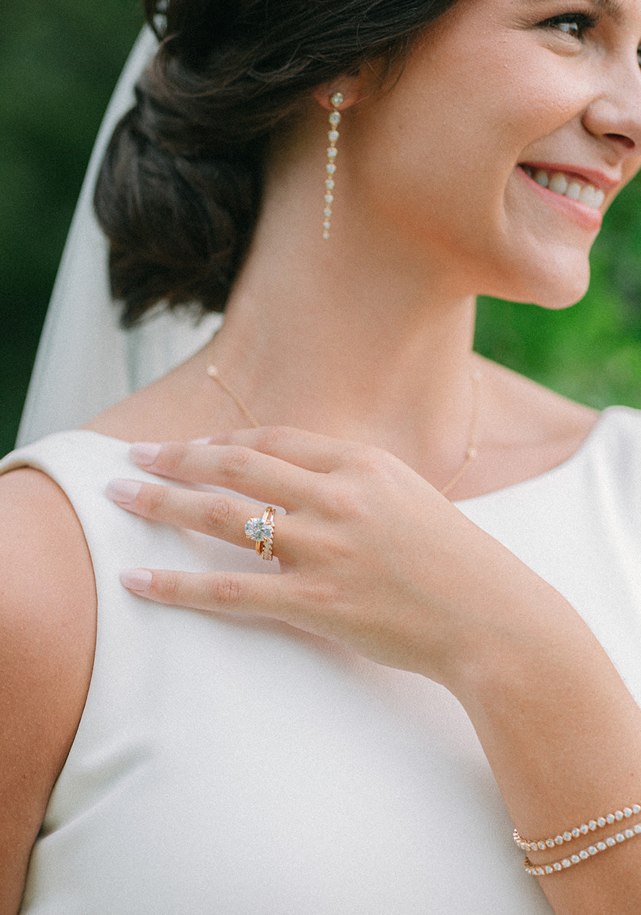 Close up of the bride's engagement ring for the southern styled shoot.