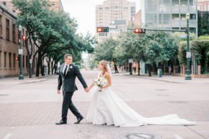 Classic Monochromatic Wedding Nestled in Downtown Houston