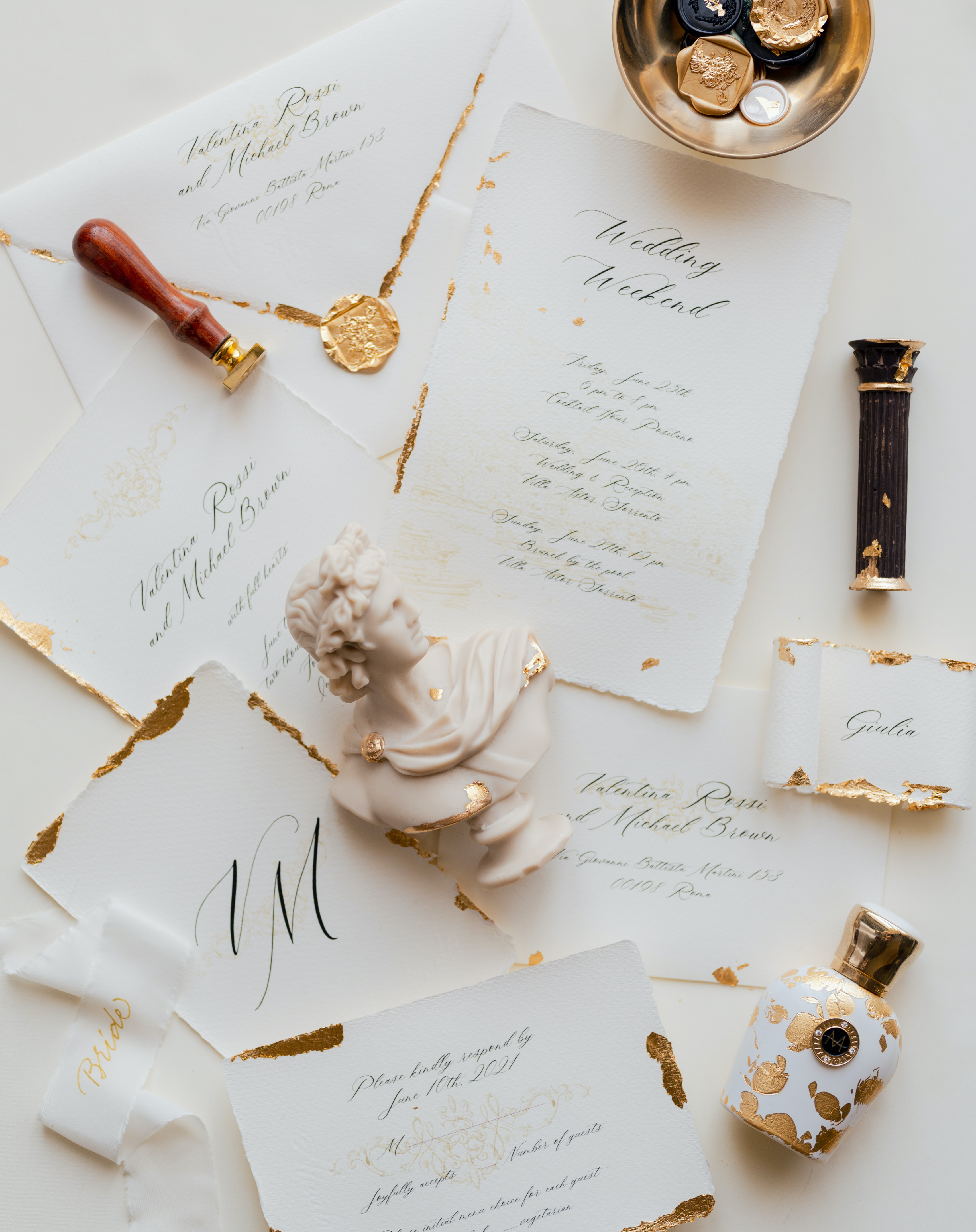 Fine art Italian wedding invitations for an Amalfi Coast wedding.