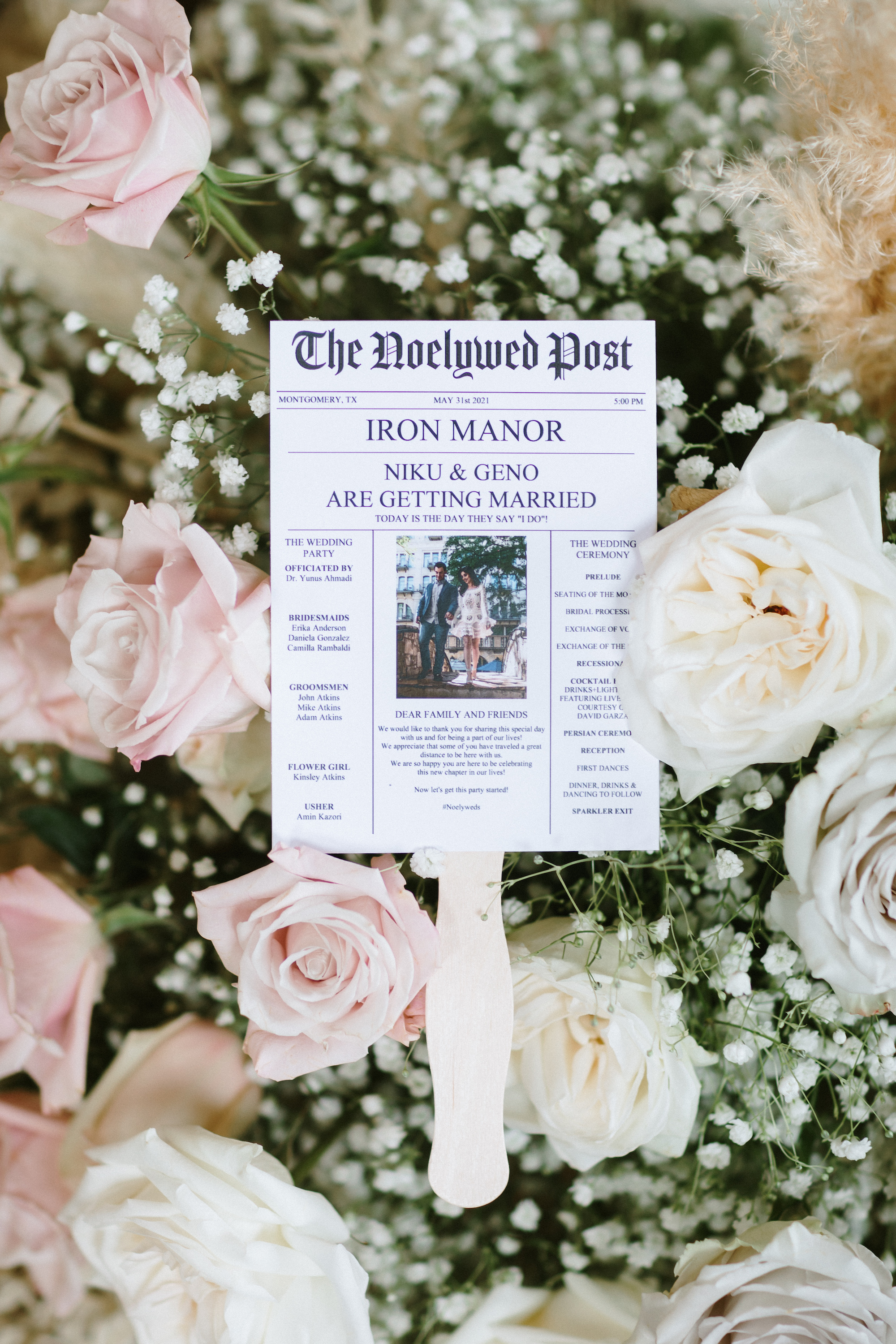 A mock newspaper front page for a bride who is a news anchor in San Antonio.