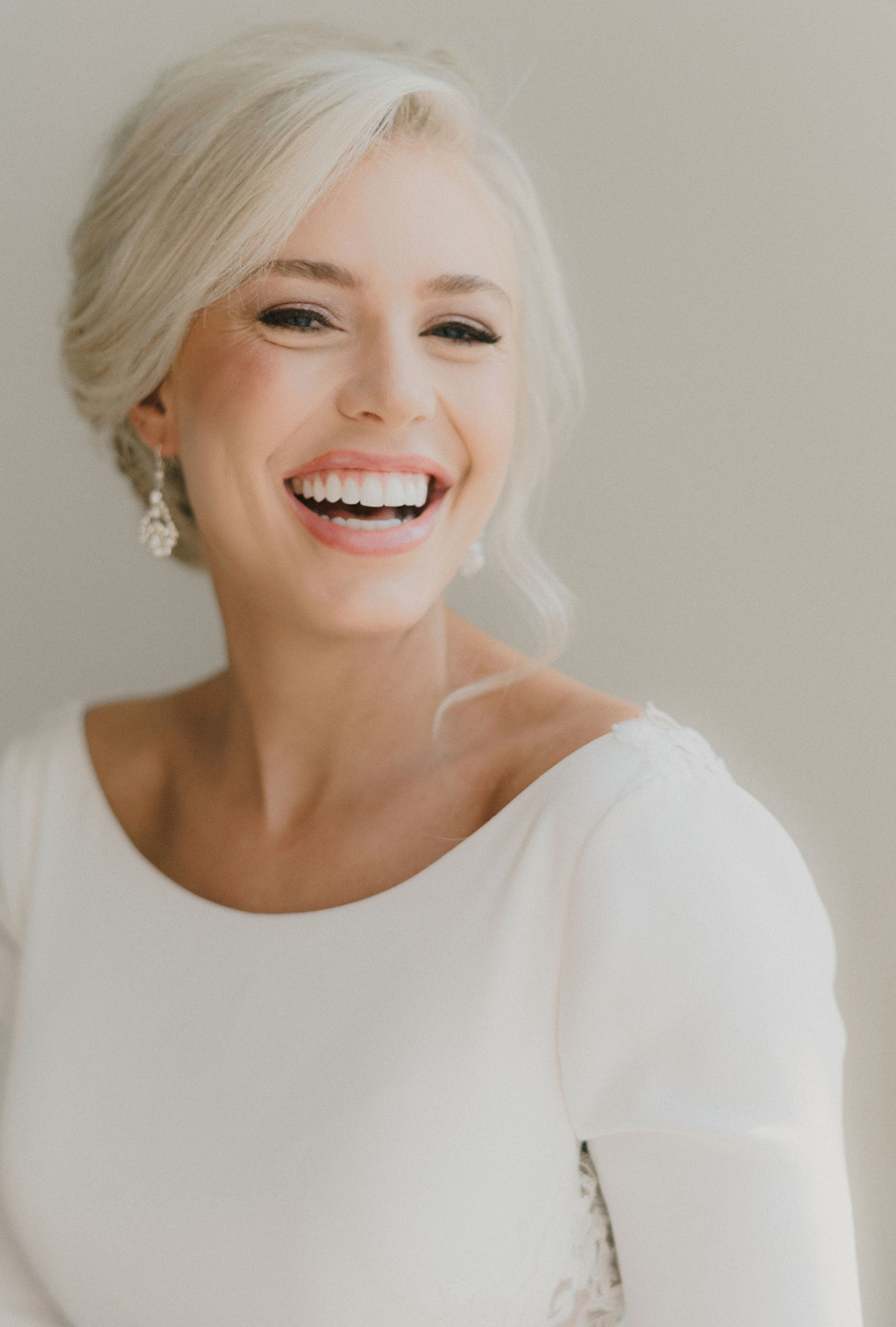 A bride smiles and is all ready for her wedding in Houston.