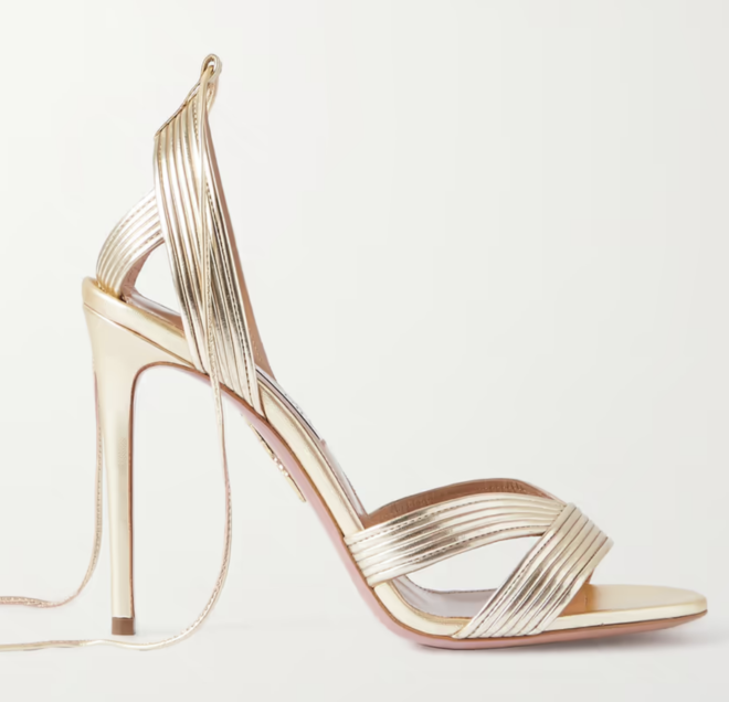 Gold metallic pumps by AQUAZZURA.