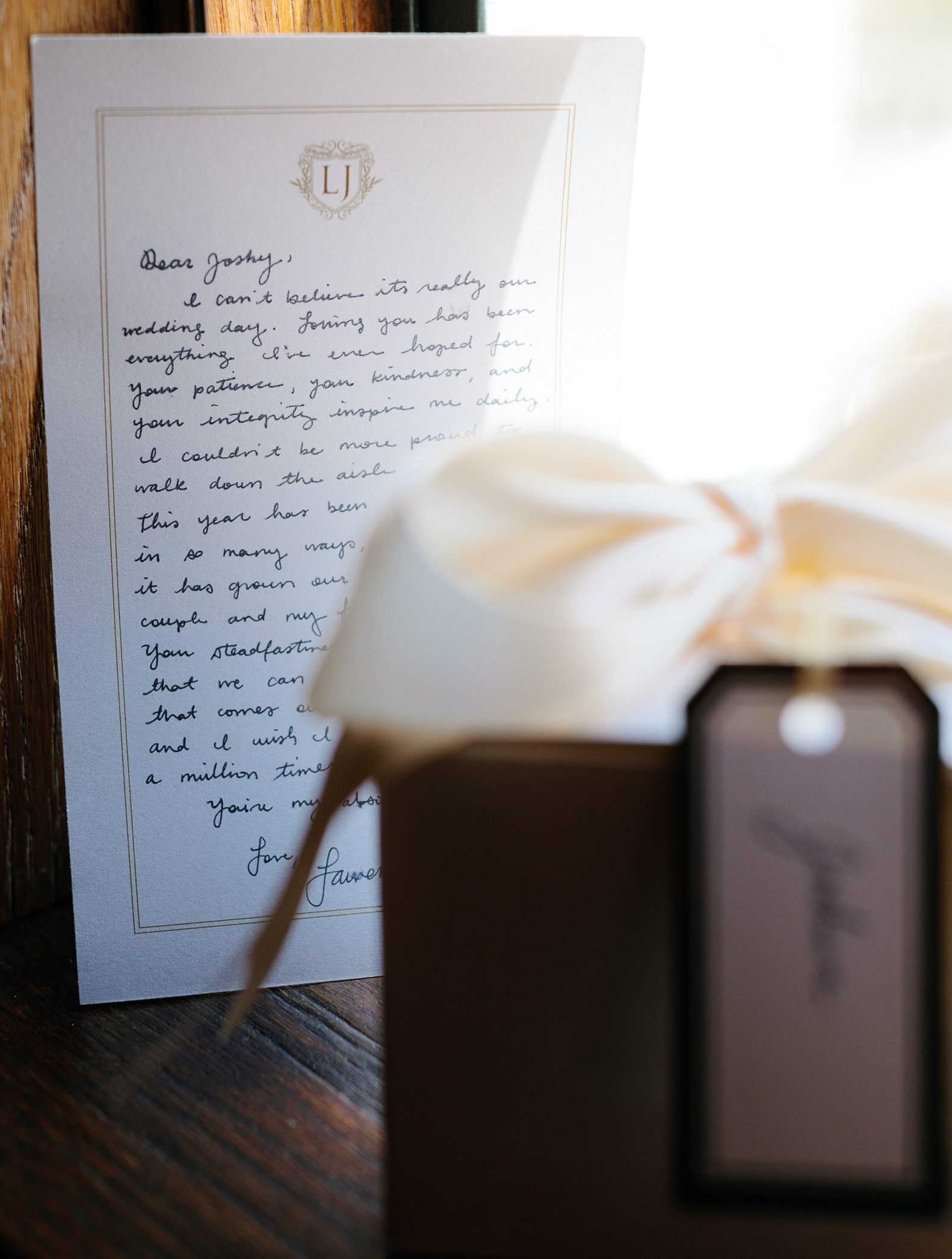 A bride's handwritten letter to her husband before their summer wedding ceremony in Sarasota, FL.