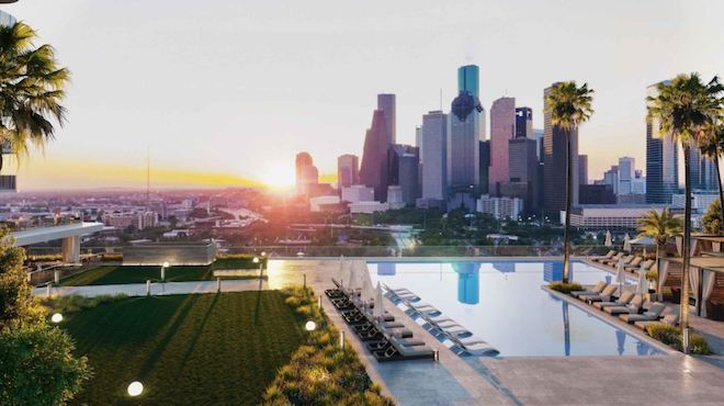 A pool overlooking the downtown skyline at The Thompson Houston.