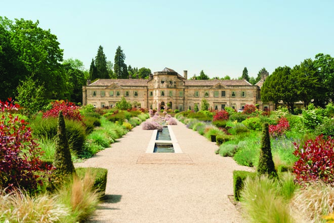 The bride and groom have their storybook wedding at Grantley Hall in England.