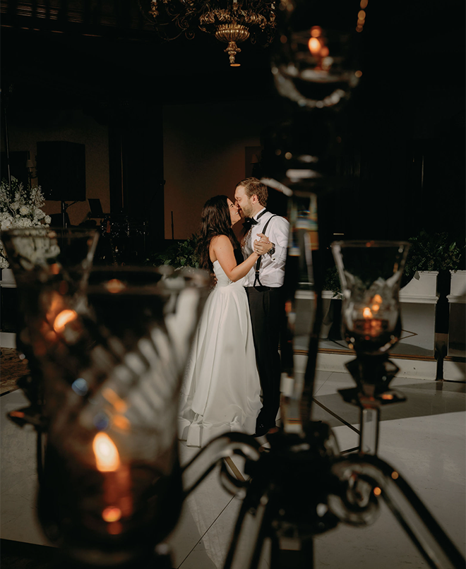 The bride and groom having a private last dance. 