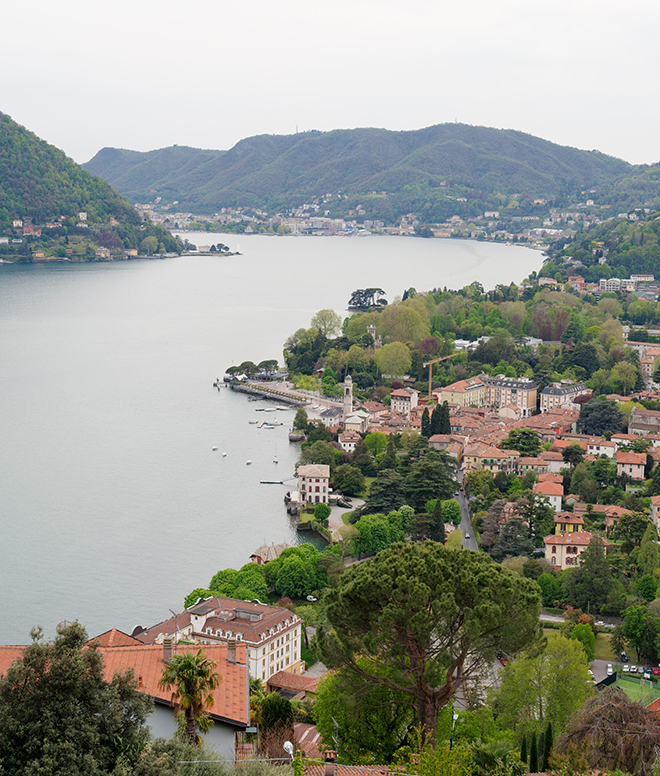 A birds-eye view of Lake Como, Italy. 