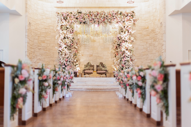 A soft-hued floral Mandap.