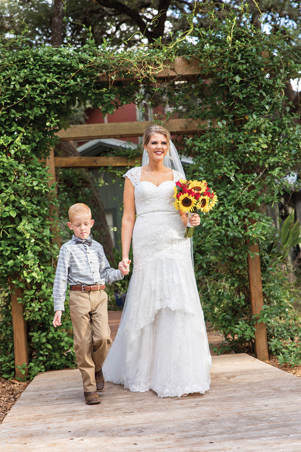 bride and son wedding photo