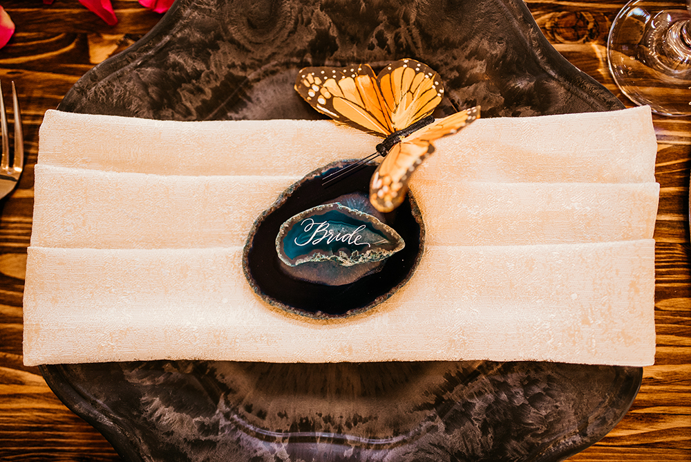butterfly place setting, reception decor 